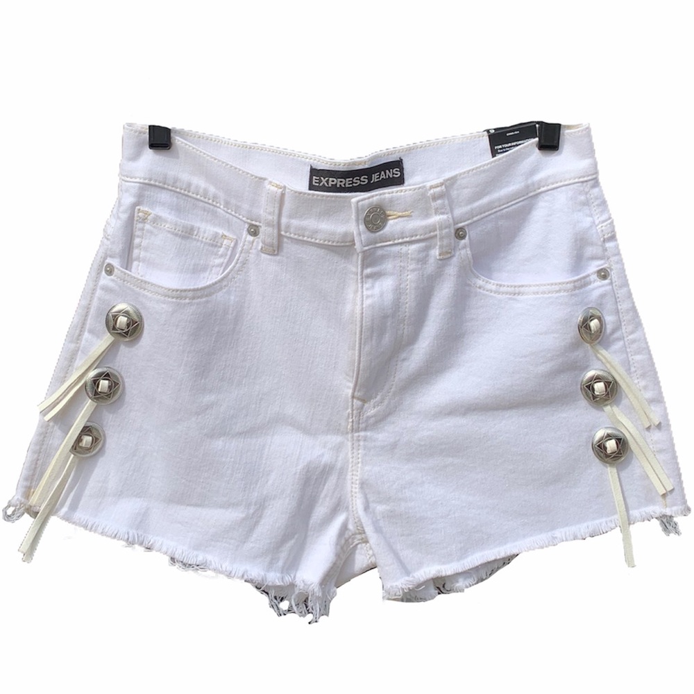 NWT Express White Shorts with Distressed H…